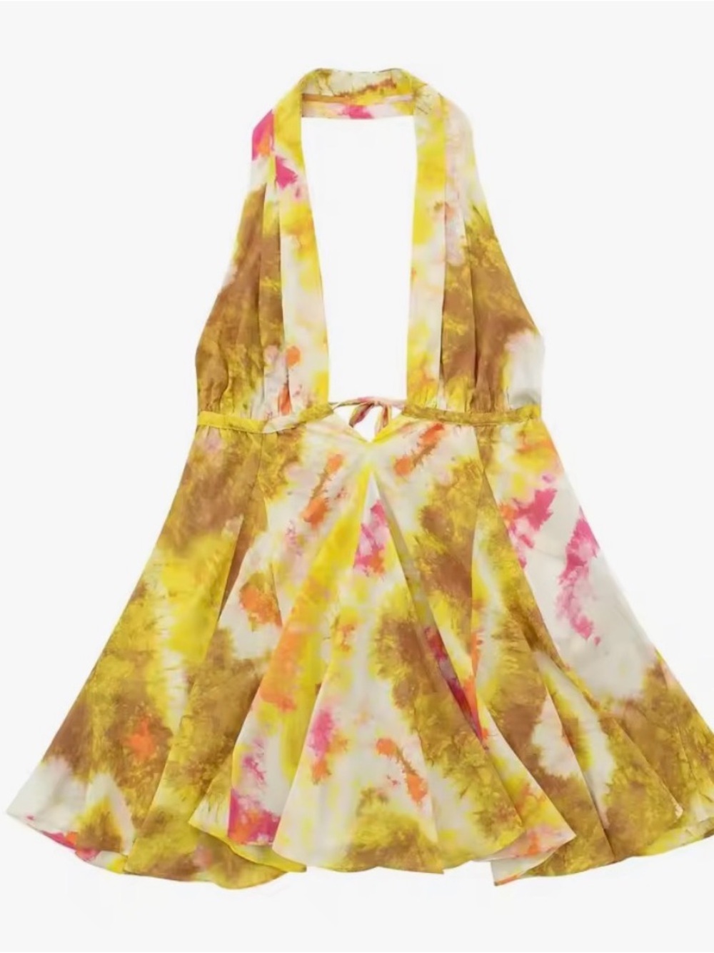 Zara Yellow and Orange Tie-Dye Halter Romper - Picture 3 of 7